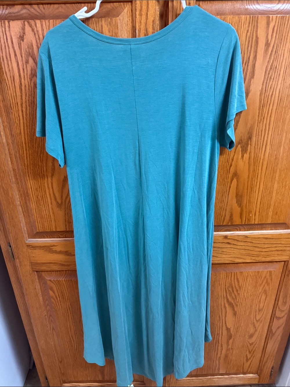 Lula Roe Teal Short Sleeve Swing Dress Large - Picture 2 of 3
